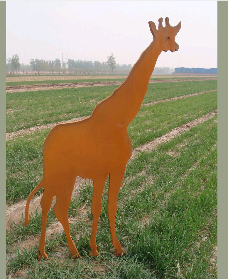 Garten Skulptur Giraffe rost Optik,Dekoration Tier Metall Eisen Gartendeko Deko