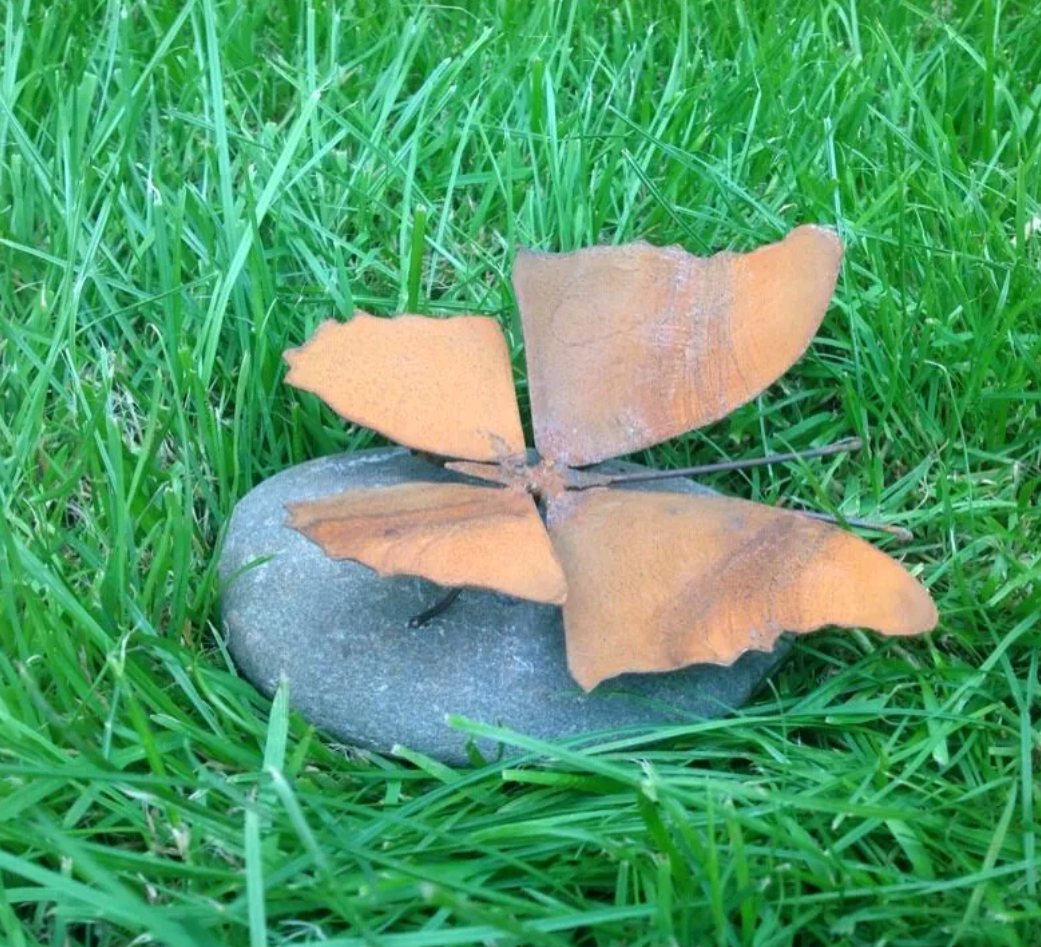 Garden decoration, stone art, stone decoration, home decoration, butterfly, garden animal, patina