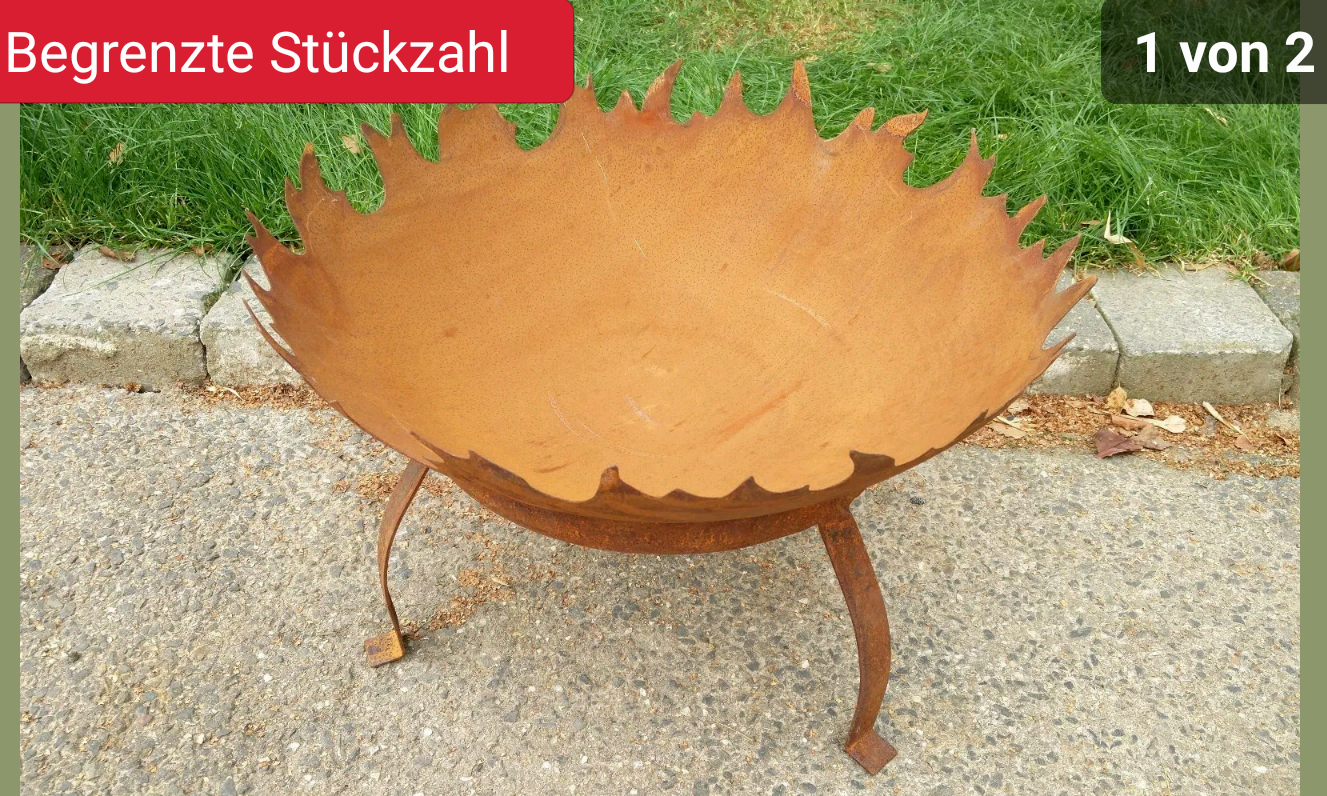 Garden fire bowl rust plant bowl rust with stand 50cm, 1mm thick