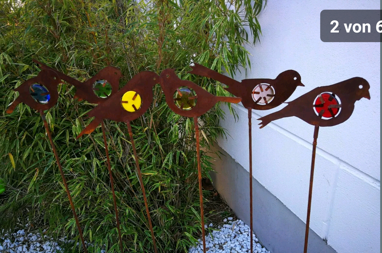 Noble rust garden stake rust garden bird glass decoration H115*17cm metal