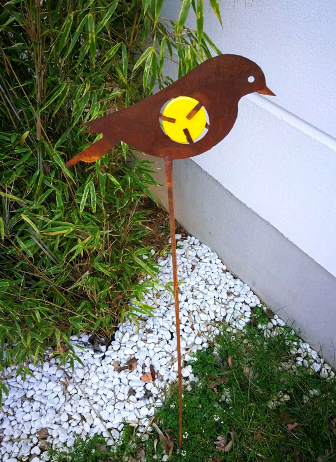 Noble rust garden stake rust garden bird glass decoration H115*17cm metal