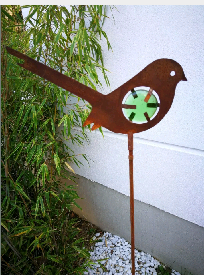 Noble rust garden stake rust garden bird glass decoration H115*21cm metal