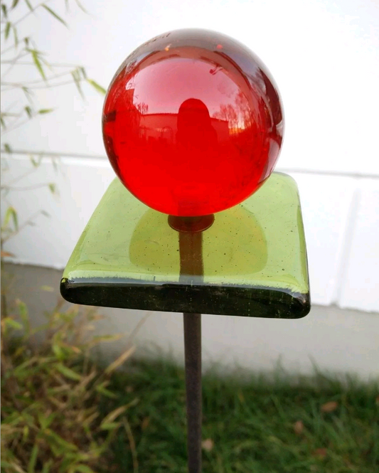 Garden glass ball rust garden decoration, glass decoration rust garden plug, metal H120cm