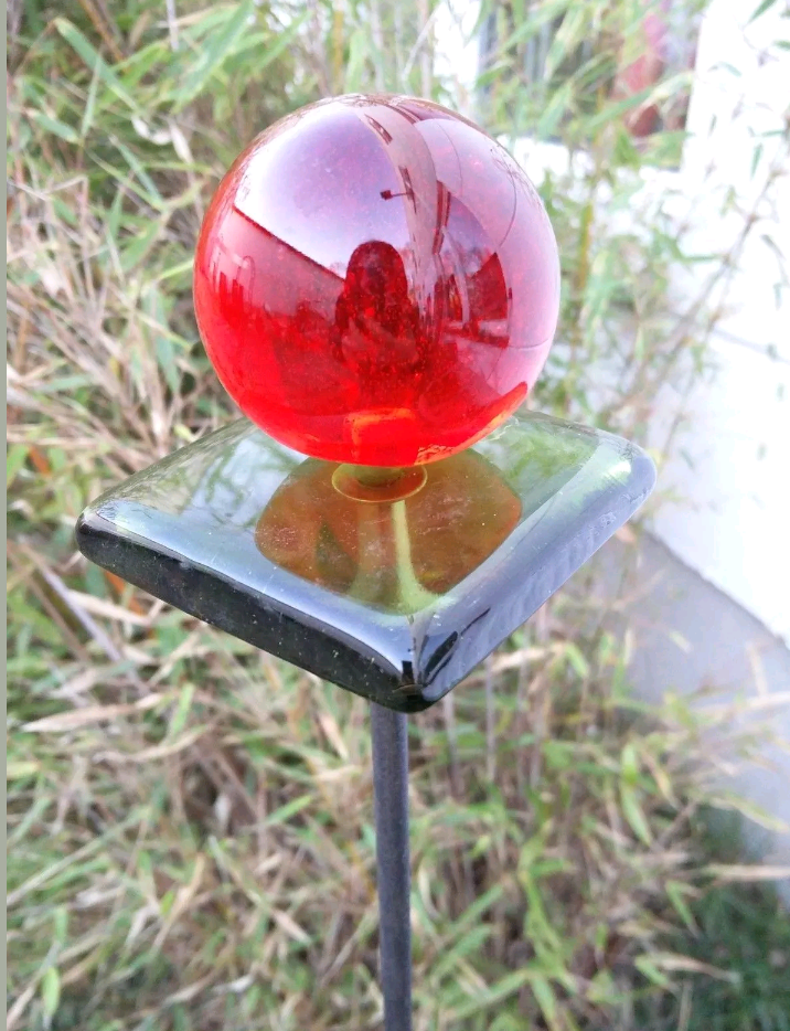 Garden glass ball rust garden decoration, glass decoration rust garden plug, metal H120cm