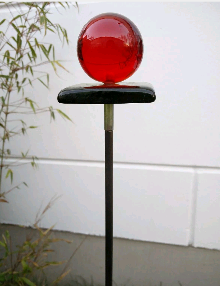 Garden glass ball rust garden decoration, glass decoration rust garden plug, metal H120cm