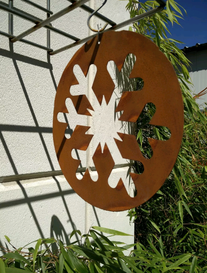 Noble rust snowflake, hanging garden snowflake, rust garden decoration, metal 25cm