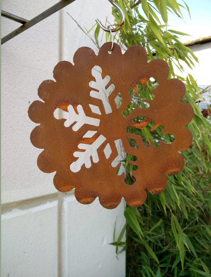 Edelrost Schneeflocke Rost, Hänger Garten Schneeflocke Gartendeko,Metall