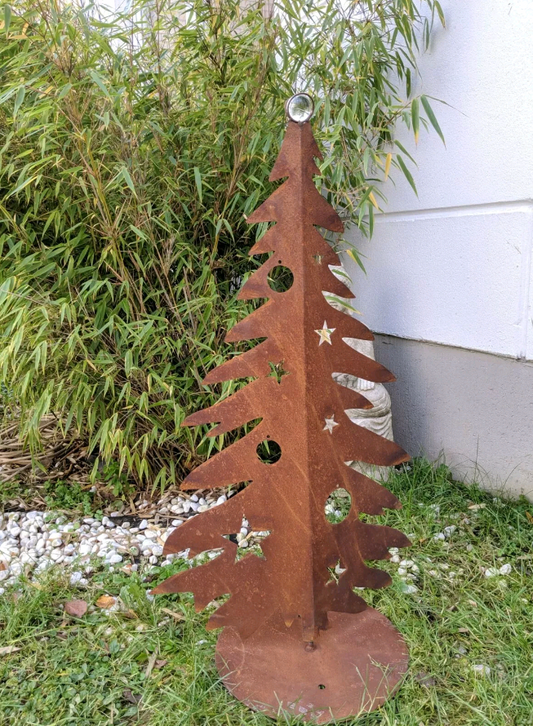 Gartenbaum Rost Weihnachtsbaumdeko Metall Glaskugel 041 H80*50cm+Weiß