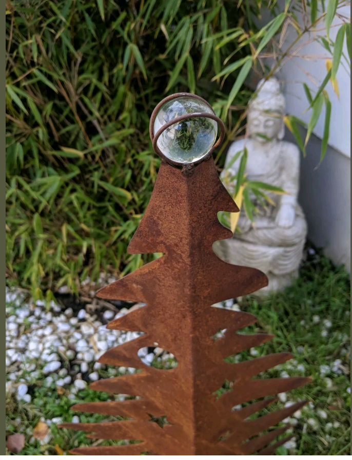 Gartenbaum Rost Weihnachtsbaumdeko Metall Glaskugel 041 H80*50cm+Dunkelblau