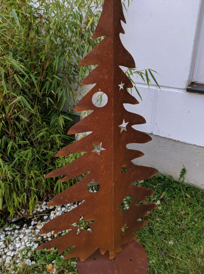 Gartenbaum Rost Weihnachtsbaumdeko Metall Glaskugel 041 H80*50cm+Weiß