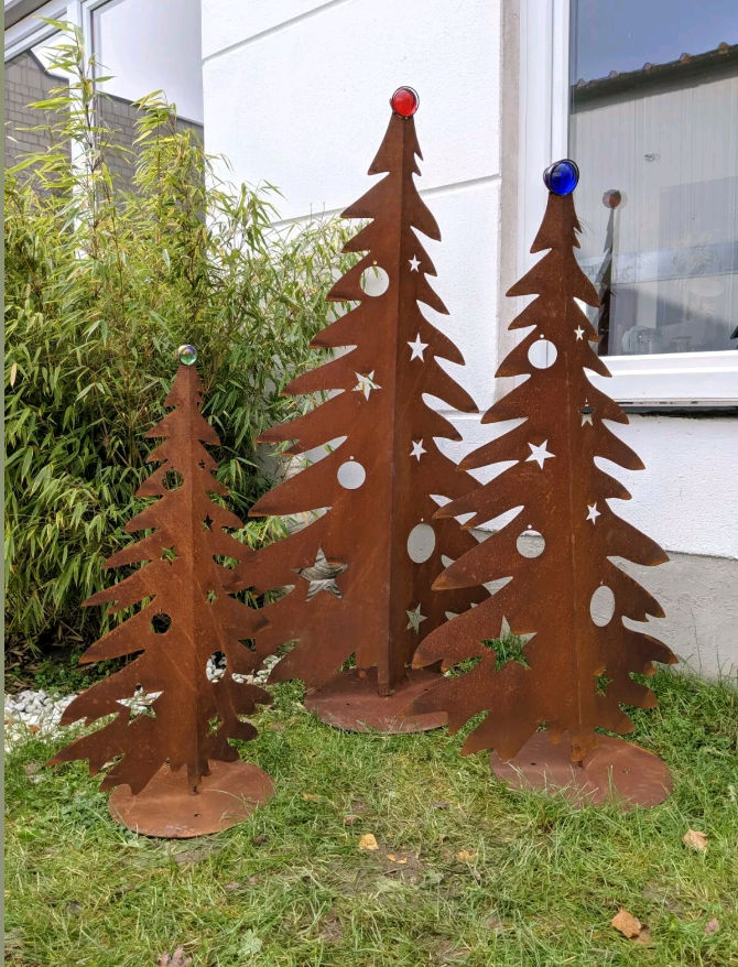 Gartenbaum Rost Weihnachtsbaumdeko Metall Glaskugel 041 H80*50cm+Grün