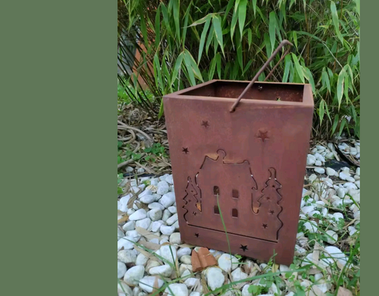 Noble rust garden lantern rust candle lantern wind light candle holder 032057 12*12*16