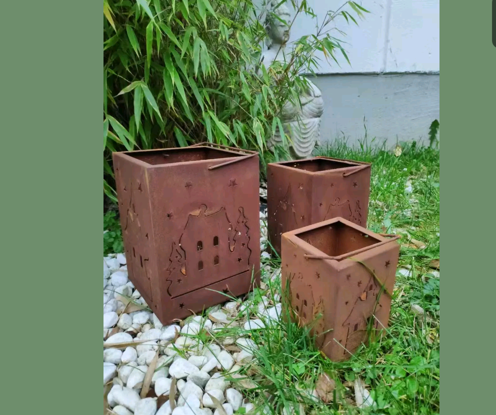 Noble rust garden lantern rust candle lantern wind light candle holder 032057 12*12*16