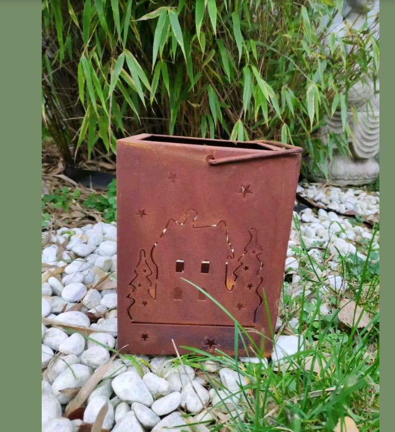 Noble rust garden lantern rust candle lantern wind light candle holder 032057 12*12*16