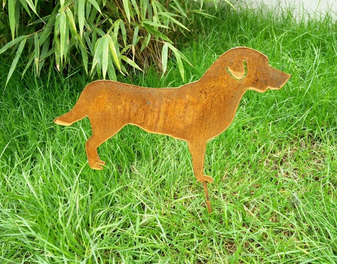 Edelrost Garten Hund ,Gartenstecker Hund ,Rost 032222