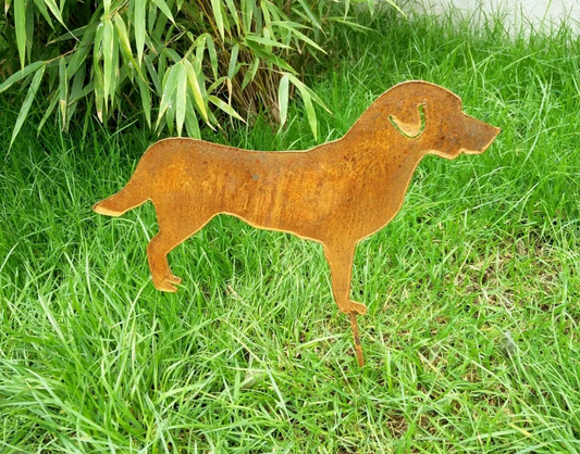 Edelrost Garten Hund ,Gartenstecker Hund ,Rost 032222