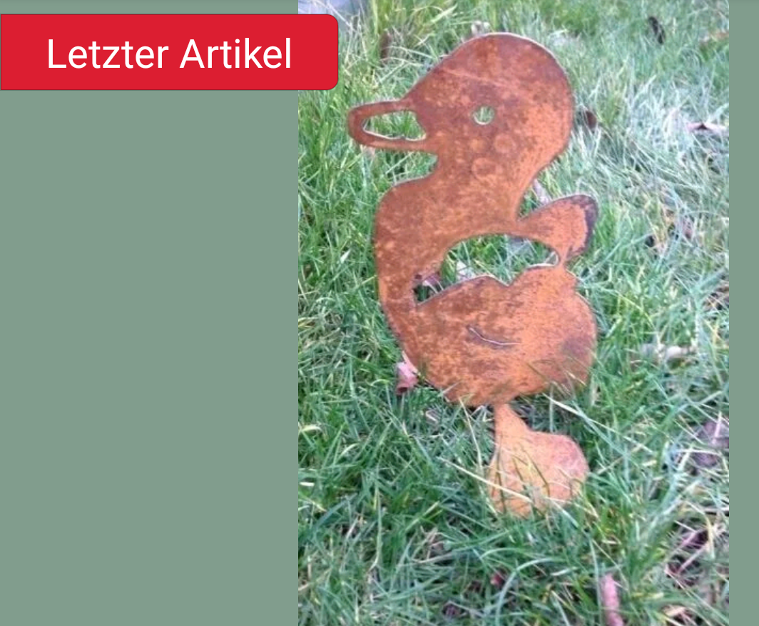 Ente, Garten Figuren, Natur Farben und Eisen Garten Tier Deko Metall Edelrost