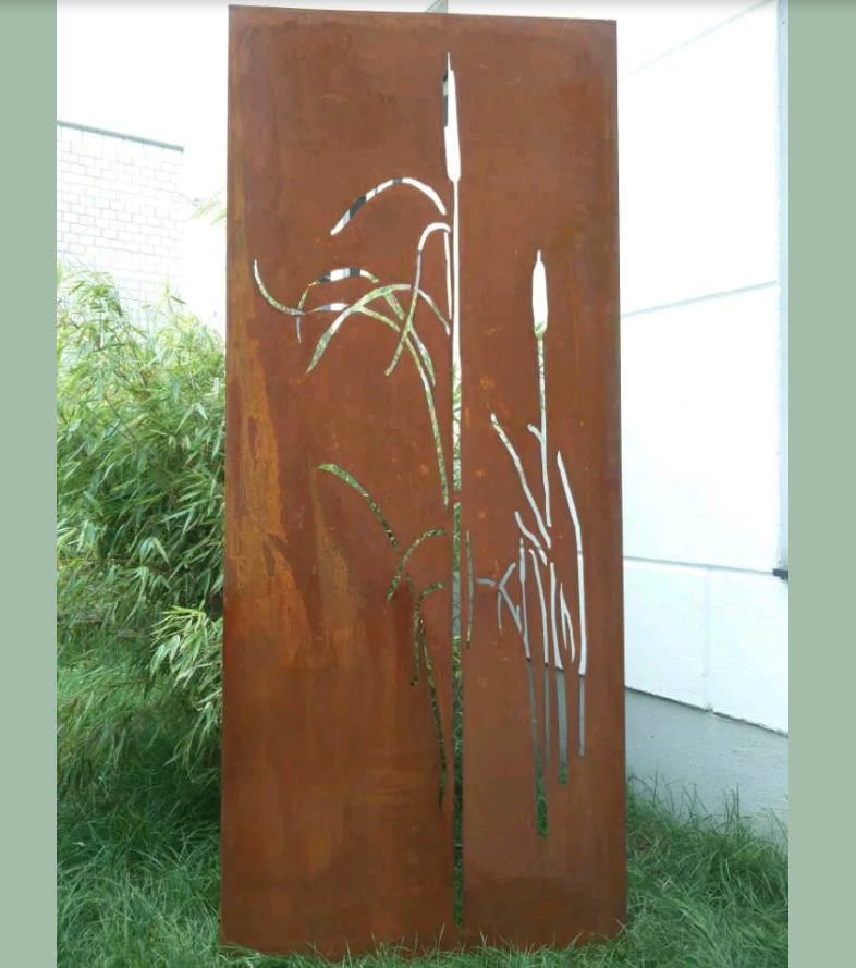 Patina garden privacy screen made of Corten steel 1.2mm W75H180cm