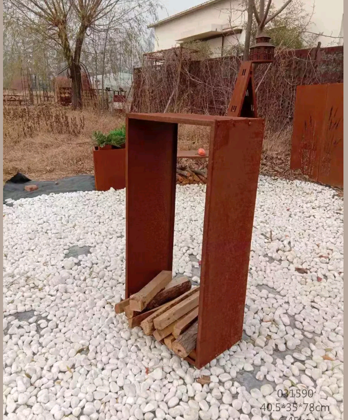 Firewood rack garden firewood shelter wood rack firewood rust metal 031590