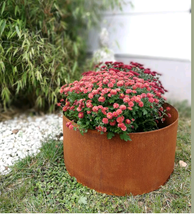 Edelrost Blumentopf Rost Pflanzschale Gartenschale Übertopf Runde