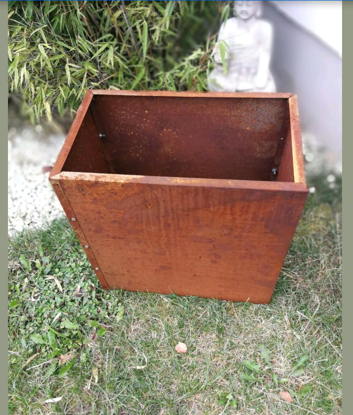 Garden Flower Pots Plant Bowl Rust Planter Garden Bowl Rectangular Cube