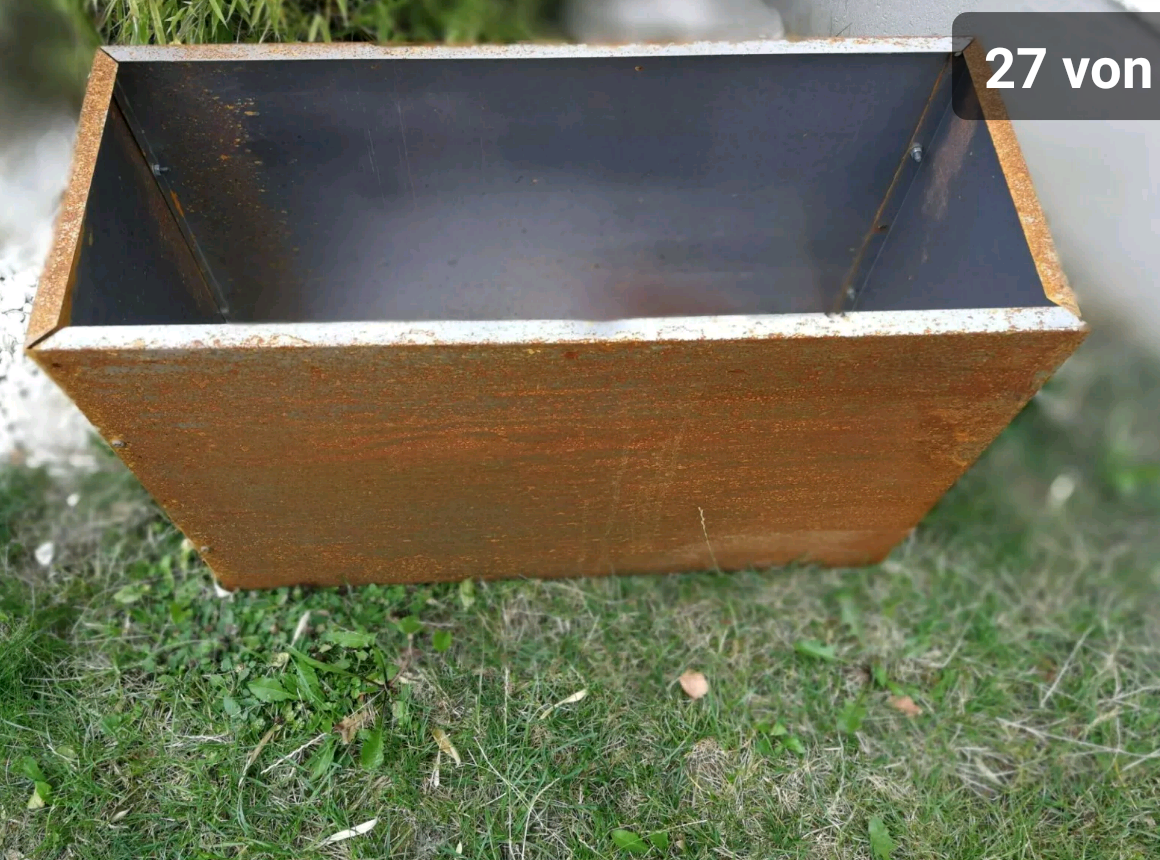 Garden Flower Pots Plant Bowl Rust Planter Garden Bowl Rectangular Cube