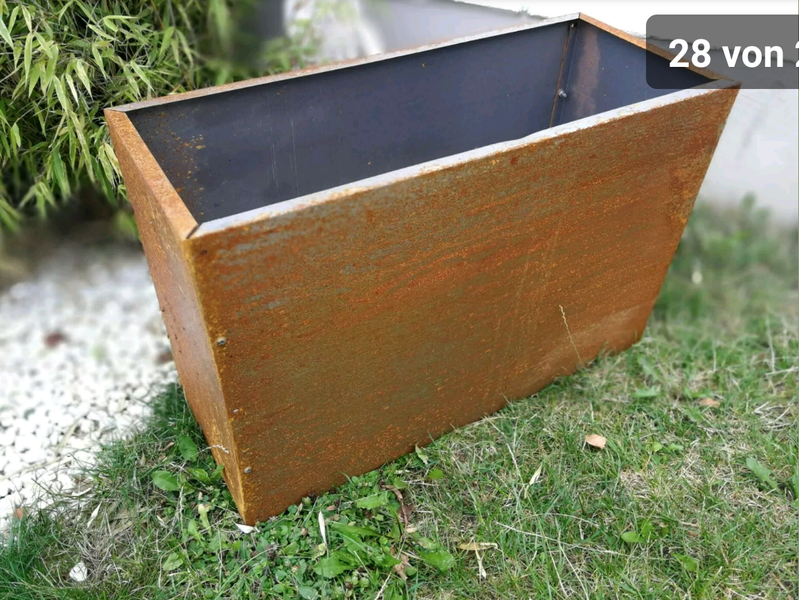 Garden Flower Pots Plant Bowl Rust Planter Garden Bowl Rectangular Cube