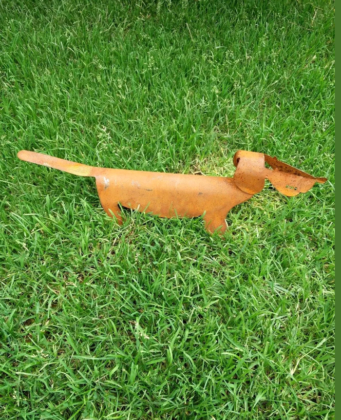 Garden Dog EdelRost Garden Decoration Animal Garden Figures made of metal 29*4*14cm