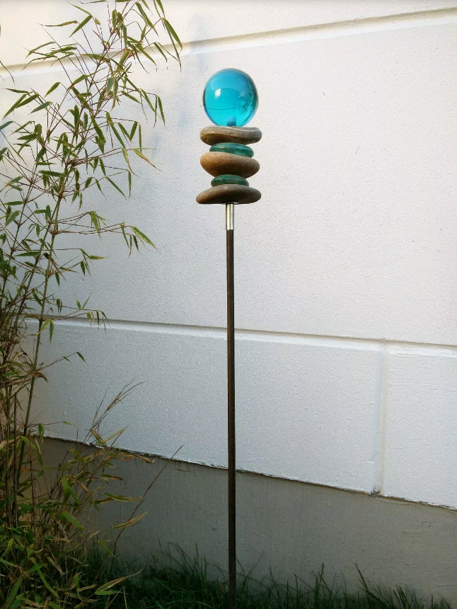 Noble rust garden stake rust flower bed stake garden glass ball glass decoration 120*6cm metal