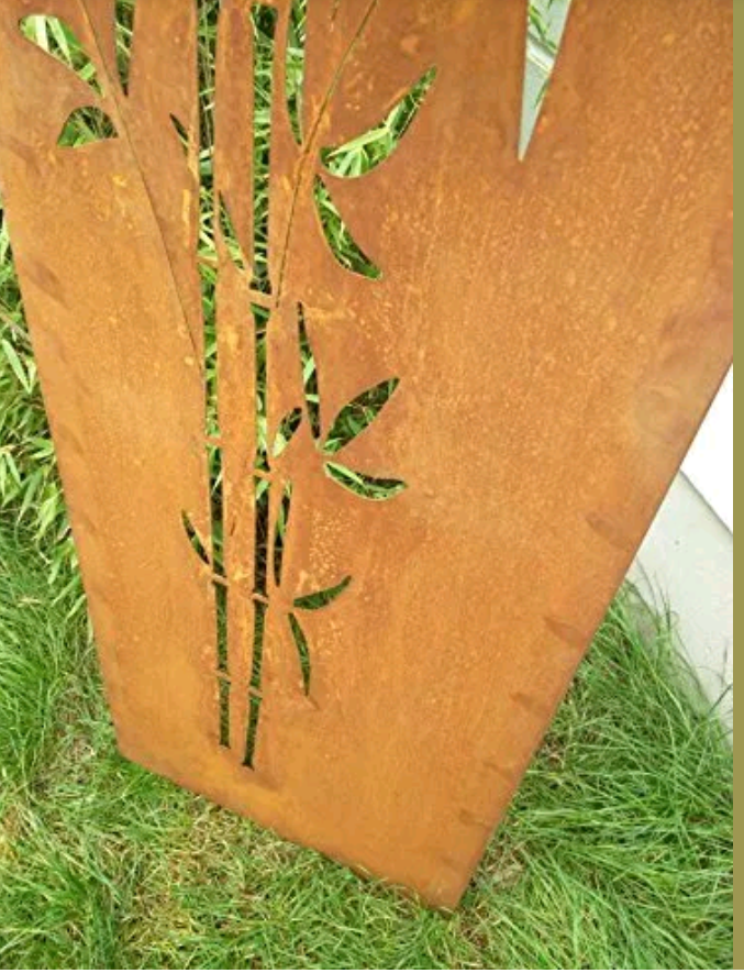 Rust garden privacy screen, rust privacy screen made of metal 1mm, bamboo 031663