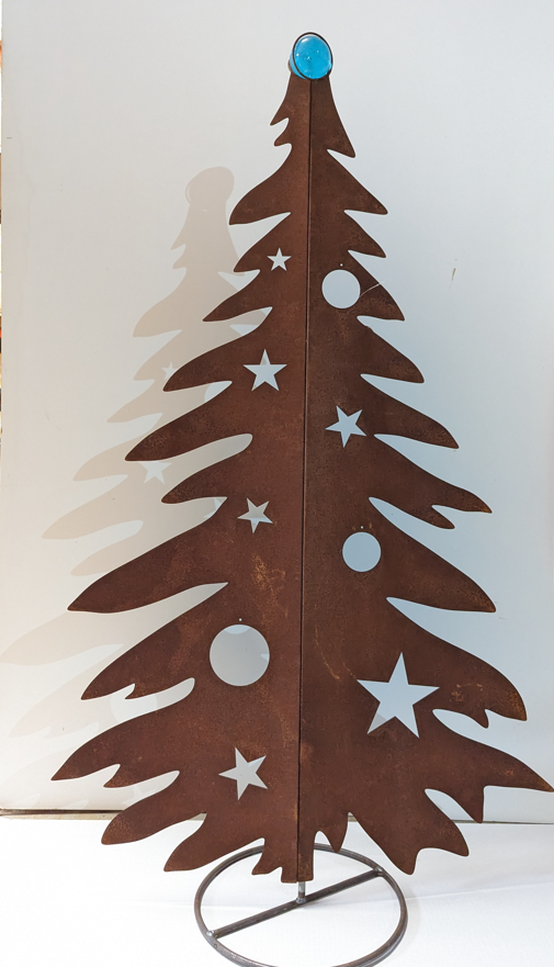 Gartenbaum Rost Weihnachtsbaum Deko aus Metall ,mit Glaskugel – Sino Han