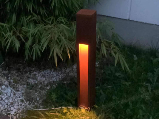 Edelrost Garten Rostsäulen Licht Säule aus Metall im Rost Design Gartendeko H75cm B10cm 032125