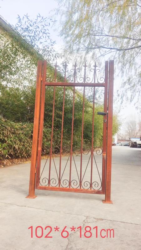 Rust garden gate including posts made of metal rust handmade including door lock DIN: Left 032194