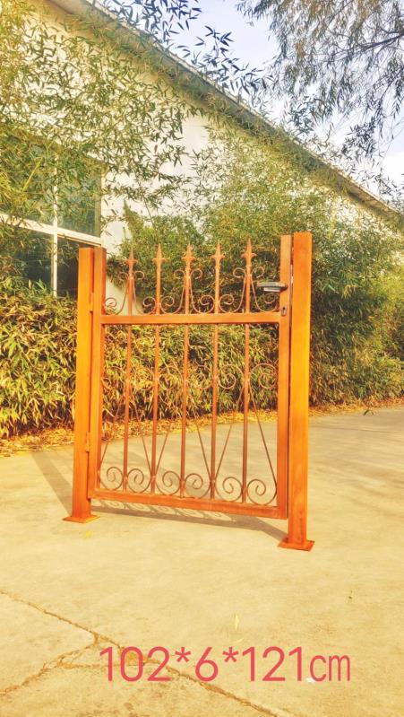 Rust garden gate including posts made of metal rust handmade including door lock DIN: Left 032194