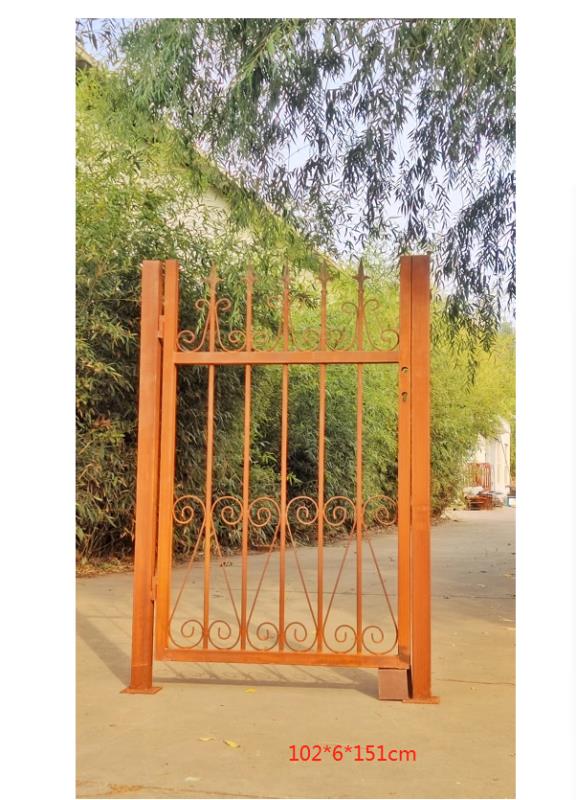 Rust garden gate including posts made of metal rust handmade including door lock DIN: Left 032194