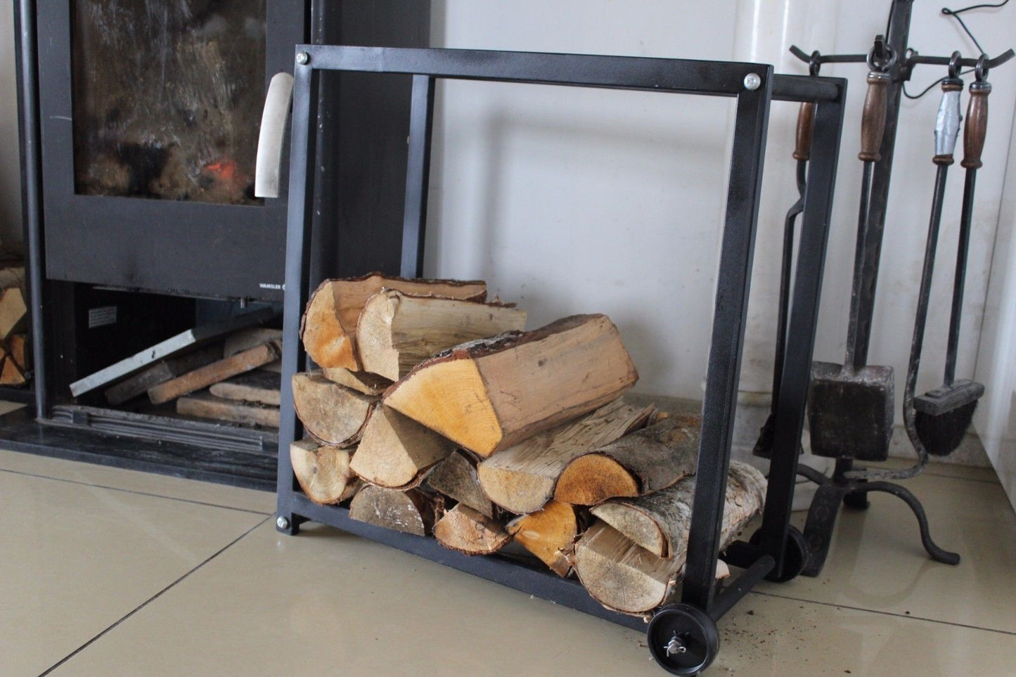 Black firewood rack firewood stand 65cm