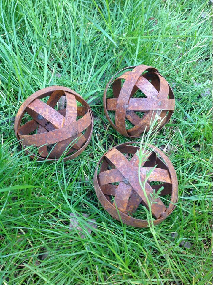 3 pcs. garden ball, rust, garden decoration