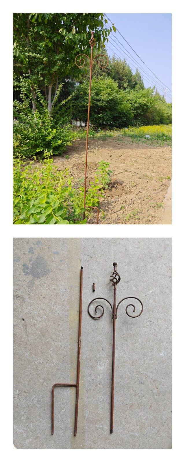 Garden stake decorative iron trellis bed stake trellis rod rust metal W25cm