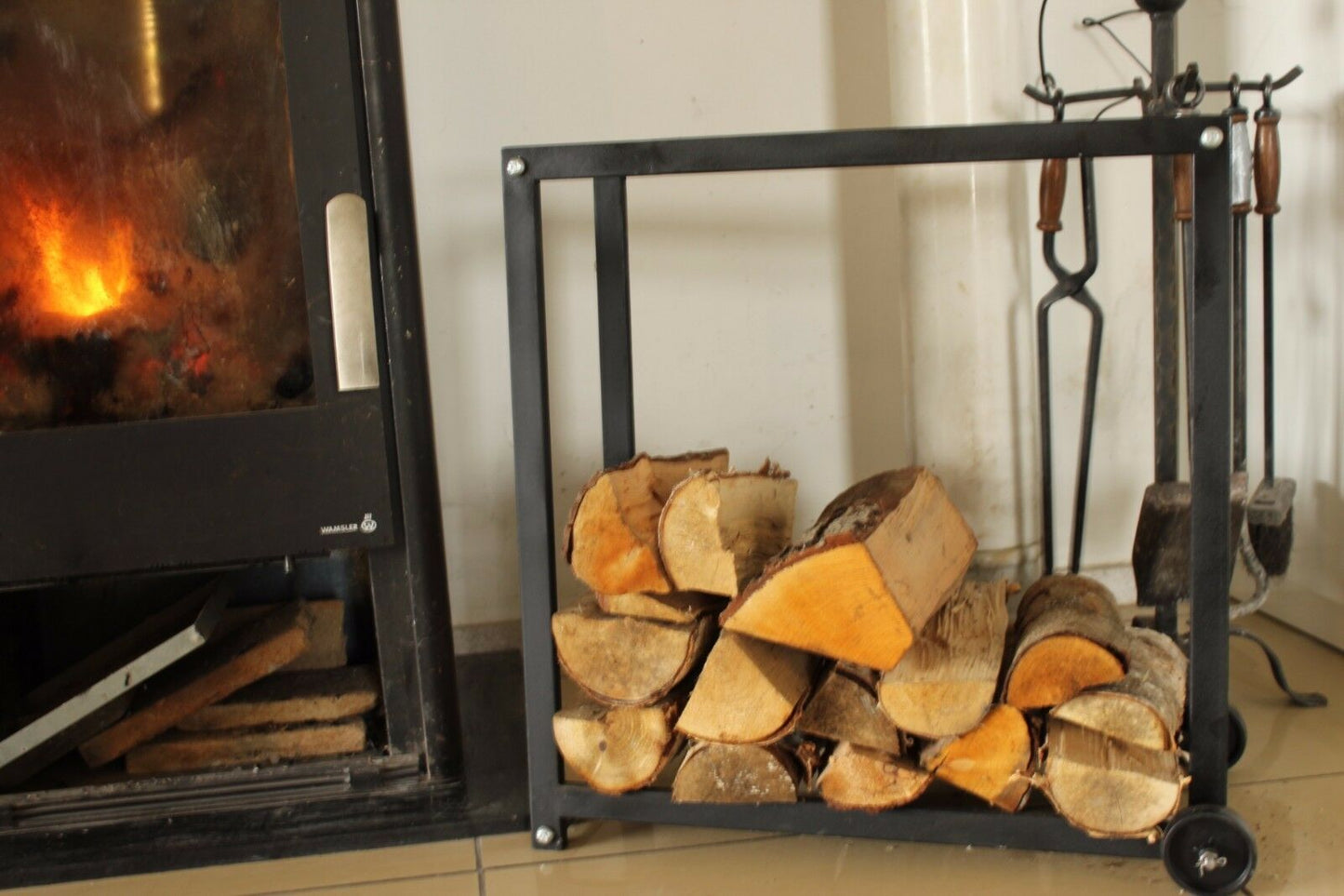 Black firewood rack firewood stand 65cm